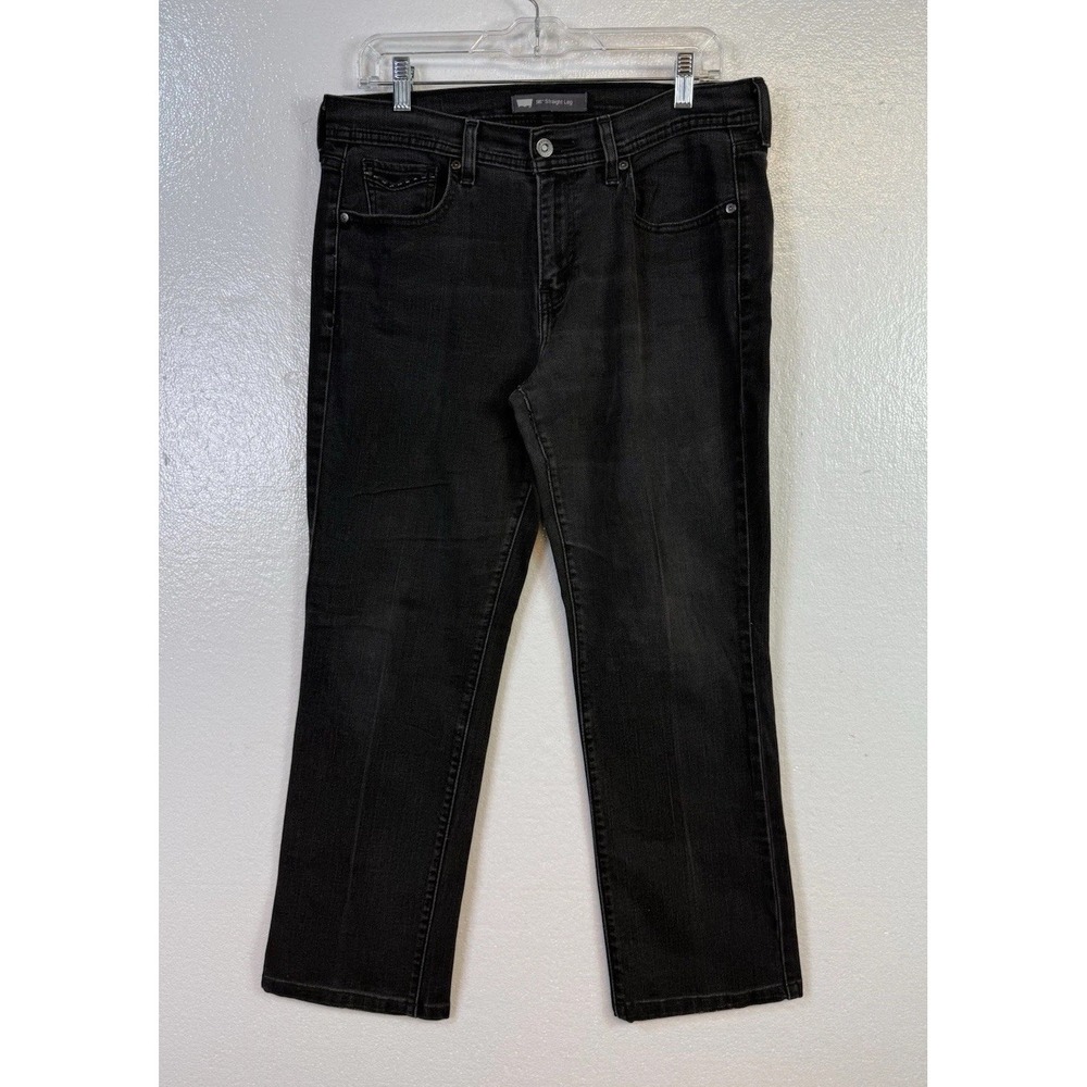 Levis 505 Womens Jeans 10 Black Straight Leg Stretch Denim 32x27 Hipster